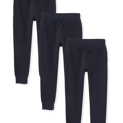 The Children's Place Boys Active Fleece Jogger Sweatpants, New Navy 3 Pack, Large