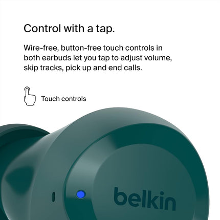 Belkin SoundForm Bolt True Wireless Earbuds, Wireless earphones with up to 28H of battery life and Mono Mode, IPX4 sweat and water resistance, Bluetooth headphones with mic for iPhone, Galaxy and more