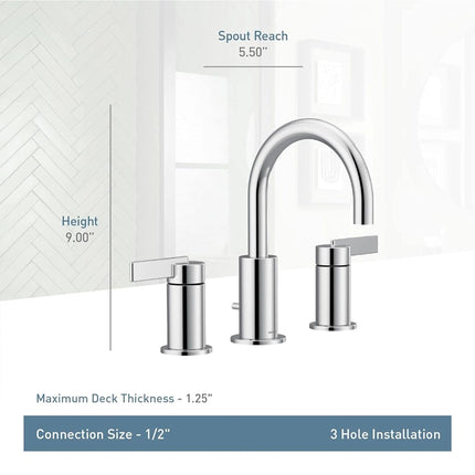 Moen T6222BL CIA Collection 8 in. Widespread 2-Handle High-Arc Bathroom Faucet Trim Kit, Valve Required, Matte Black