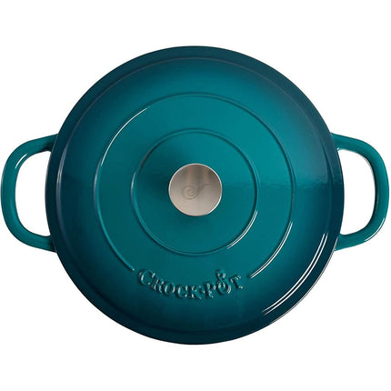 Crock Pot Artisan Enameled Cast Iron Braiser W/Lid, 5 Quart, Teal Ombre