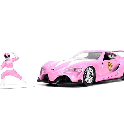 Mighty Morphin Power Rangers 1:32 Toyota FT-1 Concept Die-cast Car with 1.65" Pink Ranger Figure, Toys for Kids and Adults