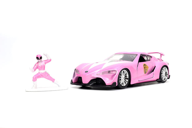 Mighty Morphin Power Rangers 1:32 Toyota FT-1 Concept Die-cast Car with 1.65" Pink Ranger Figure, Toys for Kids and Adults