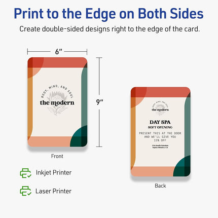 Avery Printable Rectangle Cards, Rounded Corners, Sure Feed Technology, 6" x 9", Matte White Cardstock, Print-to-the-Edge, Laser/Inkjet, 50 Total, Great for Postcards and Thank You Cards