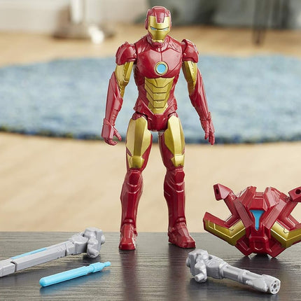 Marvel Avengers Titan Hero Series Blast Gear Iron Man Action Figure Toy, With Launcher, 2 Accessories and Projectile, Ages 4 and Up,Black,30 cm