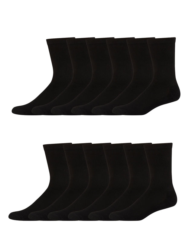 Hanes Cushioned Men’s Crew Socks, X-Temp, 12-Pair 