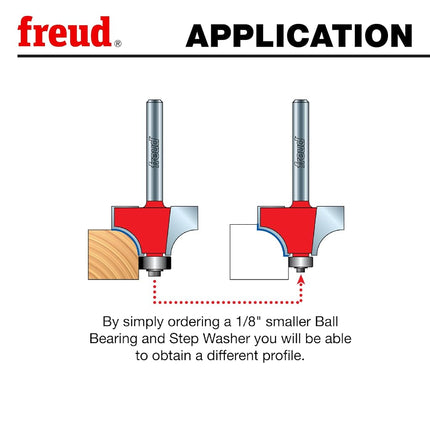 Freud Quadra-Cut Roundover Bit, 1/4 Inch Radius, 1/2 Inch Shank