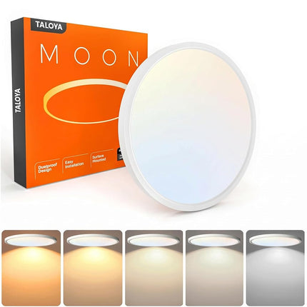 TALOYA White Flush Mount Ceiling Light 20Watt Ø30cm,Round LED Light Fitting for Bedroom Kitchen Hallway Foyer,3 Color Temperatures in One (Warm/Neutral/Daylight White), 120W Equivalent