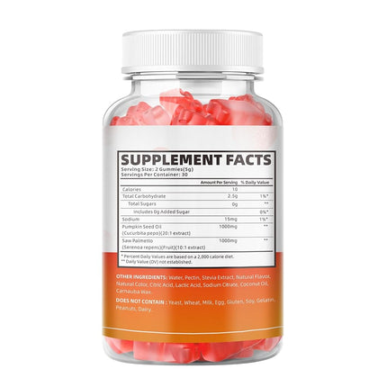 softbear Pumpkin Seed Oil Gummies, Organic Pumpkin Seed Oil Supplement with Saw Palmetto for Hair Growth & Skin Health, Cold Pressed/Suagr-Free, Raspberry Flavor 120 Count