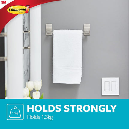 Command Hand Towel Bar, Satin Nickel Finish and 4 Water-Resistant Strips