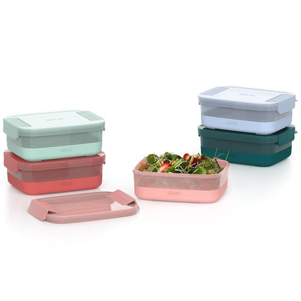 Ello Plastic 3.7 Cup Meal Prep Set 10 Pc, 5 Pack Set - BPA Free Plastic Food Storage Container with Silicone Boot and Airtight Plastic Lids, Dishwasher, Microwave, and Freezer Safe, Melon
