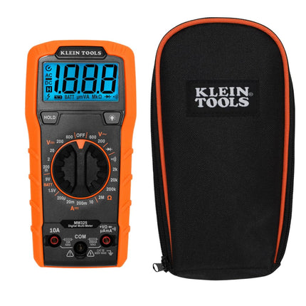 Klein Tools 80196 Digital Multimeter Kit with Case, Manual-Ranging 600V AC/DC Voltage Tester, Tests Batteries, Current, Resistance, Diodes, and Continuity, Protective Carrying Case