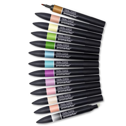 Winsor & Newton, Promarker, Manga Fantasy, Set of 12+1 Blender, Alcohol Based Dual Tip Markers
