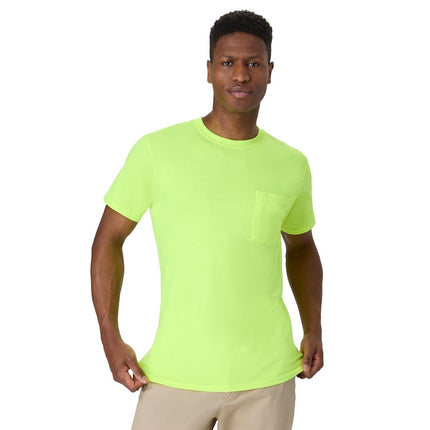 Paquete de camisetas de trabajo con bolsillo Hanes para hombre, camiseta que absorbe la humedad, control de olores, paquete de 2, verde seguridad, XXL