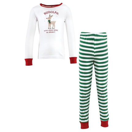 Hudson Baby Baby Girls' Cotton Pajama Set, Rudolph, 6-12 Months