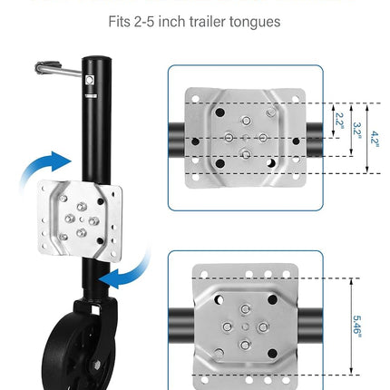 FAHKNS Trailer Jack with 8" Wheel, 2000 lbs Boat Swivel Jack Single Wheels, Heavy Duty 13" Lift RV Bolt On Tongue Jacks for Boat Camper (Black)