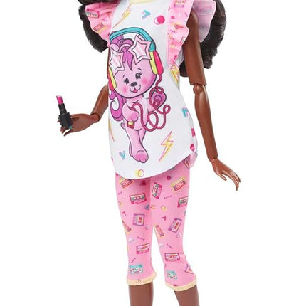 Barbie Doll, Curly Black Hair, 80s-Inspired Slumber Party, Barbie Rewind Series, Nostalgic Collectibles and Gifts, Clothes and Accessories, HJX19