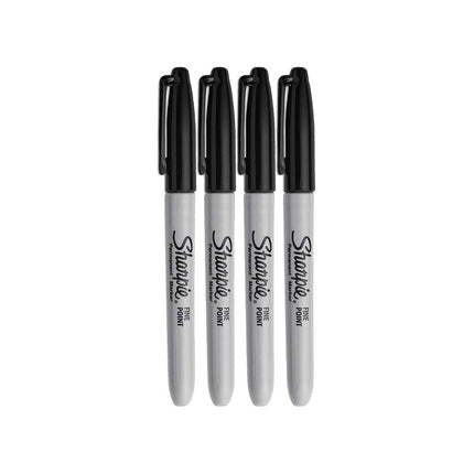 Sharpie Permanent Markers Fine Point Black Ink (4-