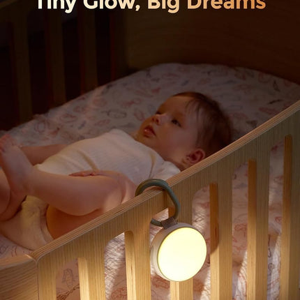 Momcozy Portable Sound Machine with Night Light, White Noise Sound Machine for Baby, 20 Soothing Sounds, Sound Therapy, Long-Lasting Power, Timer, Clips on Stroller