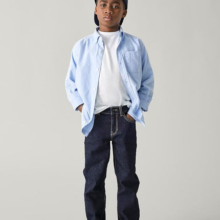 The Children's Place Multipack de jeans basiques extensibles à coupe droite pour garçons, délavage indigo vieilli/noir/Potter/Winston, paquet de 4, taille 14 Slim