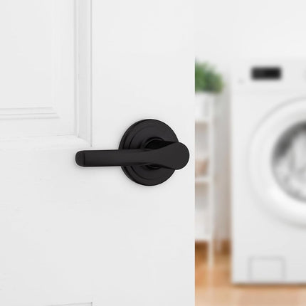 Kwikset Henley Single Sided Dummy Door Lever, Reversible Non-Turning Push/Pull Handle, Use on Pantry, Closet, and French Doors, with Microban Protection in Matte Black