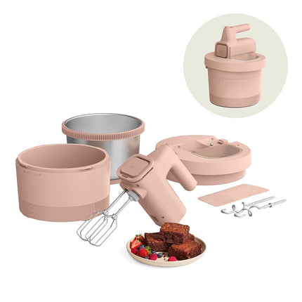 bella 3.5 Qt Hand Blender & Stand Mixer, 2 in 1 Electric Mixer with Bowl, Dough Hook, Whisk & Egg Beater, Multifunctional Handheld Blender & Mixer for Baking, 200 Watt, Blossom