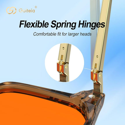 Goiteia 100% Orange Blue Light Blocking Glasses-Amber Tint Gaming Glasses for Better Sleep/Eyes Strain/Light Sensitive-Ultra Light & Spring Hinges for Better Comfort