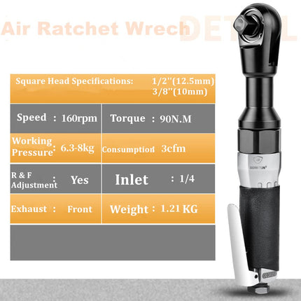BORNTUN Air Ratchet Wrench 1/2 Inch Pneumatic Air Wrench Drive Impact Spanner Heavy Duty Torque Drive (chrome)