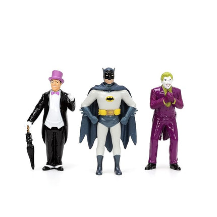 DC Comics 1:24 Classic TV Series Batman Batmobile Die-Cast Car & 2.75" Batman, Robin, Penguin, & The Joker Figures