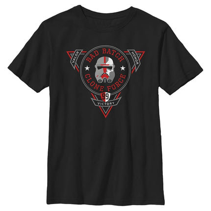 STAR WARS Kids Bad Batch Badge of Clones Boy's Premium Solid Crew Tee, Black, Large