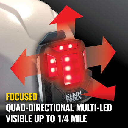 Lámpara de seguridad LED recargable con imán, 4 modos, se monta en cascos de protección Klein y cascos de seguridad, luz roja Klein Tools 56063