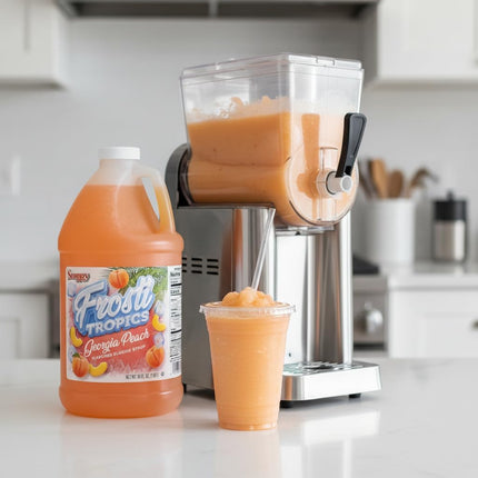 Snappy Frosti Tropics Georgia Peach Slushy Mix, Slushie Syrups for Machine, Granita Slushy Syrup, Kid Slushie Machine Mix, Slushy Mix For Frozen Drink Machine, 1/2 Gallon