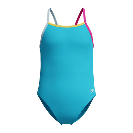 Speedo Girl's Swimsuit One Piece Thin Straps, Picton Blue, 14