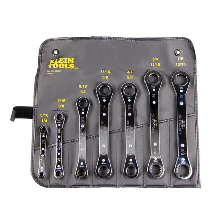 KLEIN TOOLS 68222 Ratcheting Box Wrench Set, 7-Pie