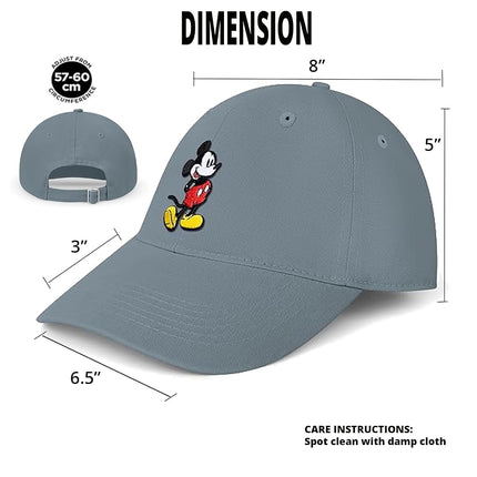 Disney Adult Baseball Cap, Mickey Mouse Adjustable Dad Hat Grey