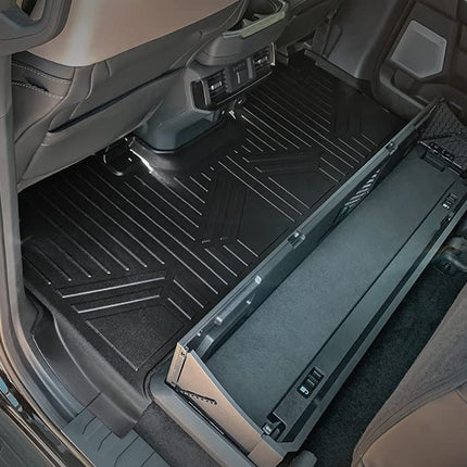 SMARTLINER Custom Fit Floor Mats 2 Row Liner Set Black Compatible with 2021-2023 Ford F-150 SuperCrew Cab with 1st Row Bucket Seats & 2nd Row Under Seat Storage