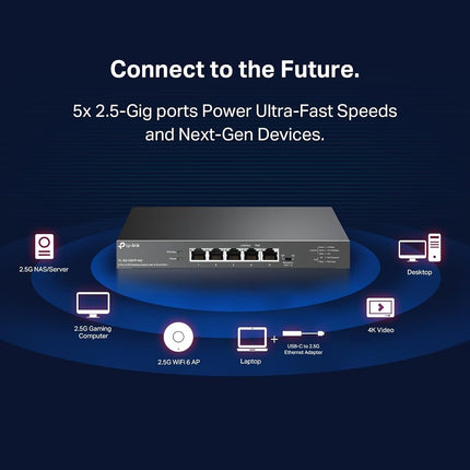TP-Link TL-SG105PP-M2 | 5 Port 2.5 Gigabit Switch | Multi-Gigabit | 4 PoE++ Ports @123W | Fanless Metal Design | Plug & Play | PoE Auto Recovery | QoS & IGMP