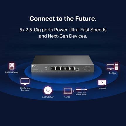 TP-Link TL-SG105PP-M2 | Conmutador de 5 puertos de 2,5 Gigabit | Multi-Gigabit | 4 puertos PoE++ a 123W | Diseño de metal sin ventilador | Plug & Play | Recuperación automática PoE | QoS e IGMP