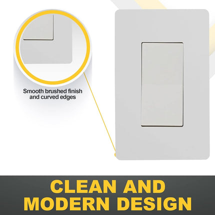 Faith Electric SWP1-WH-08 1-Gang Screwless Decorator Wall Plates, Child Safe Outlet Covers for GFCI and Lighting Controls, White