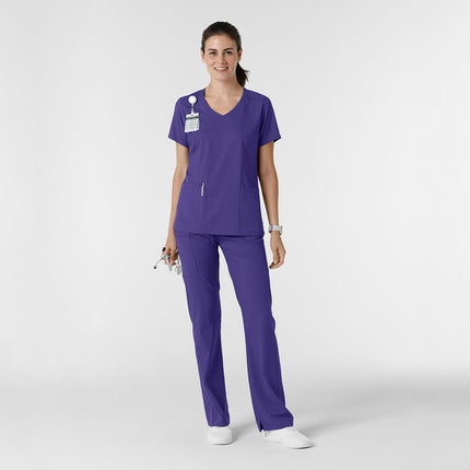 WonderWink Women's Stovepipe High-Low Hem Scrub Pant, Grape, Large Petite