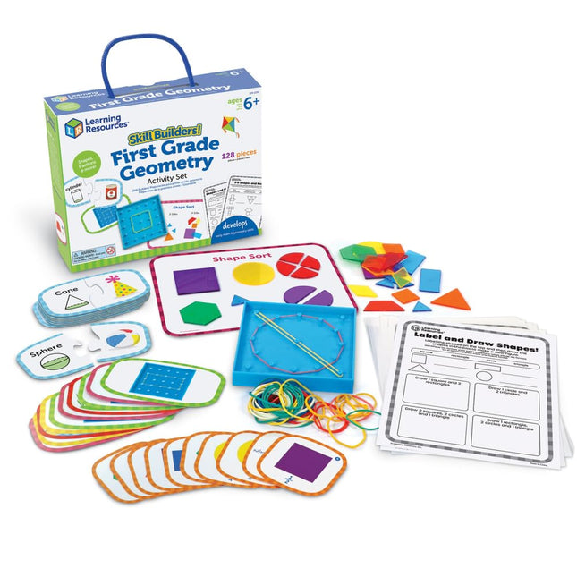 Skill Builders! 1st Grade Geometry, Homeschool Curriculum, First Grade Learning Games, First Grade Learning Materials, 128 Pieces, Age 6+