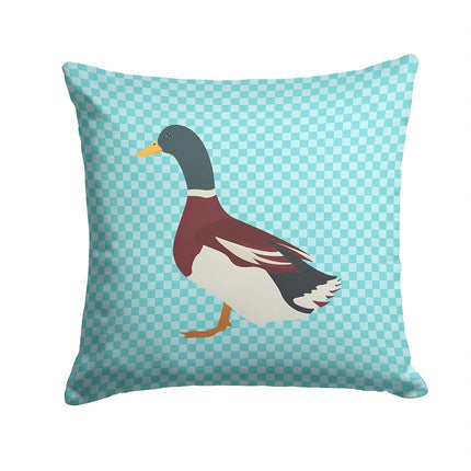Caroline's Treasures BB8030PW1414 Rouen Duck Blue Check Fabric Decorative Pillow Machine Washable, Indoor Outdoor Decorative Pillow for Couch, Bed or Patio, 14Hx14W