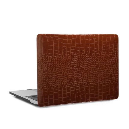 FFBOFFC Cover Compatible with MacBook Air 15 Inch Case 2024 2023 Release A3114 A2941 with Liquid Retina Display & Touch ID, Leather Crocodile Print Hard Shell Case Cover & Keyboard Skin, Brown