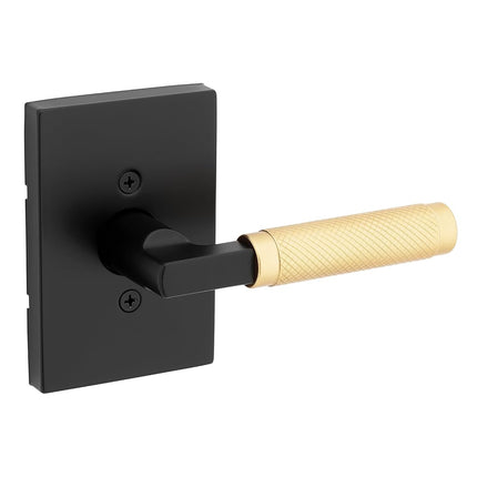 Kwikset Prava Dummy Door Handle, Single Sided Lever for Cupboards, French Double Doors and Pantry, Matte Black and Satin Brass, Reversible Non Revolving Internal Lever, Including