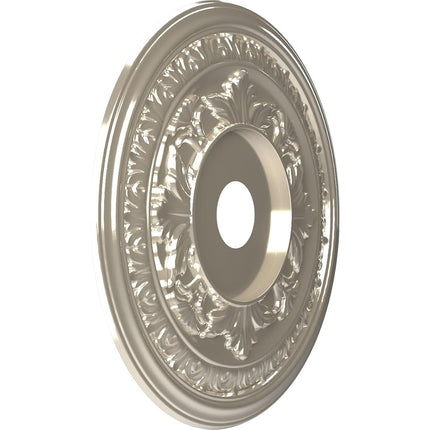 Ekena Millwork CMP22BABCR Baltimore Thermoformed PVC Ceiling Medallion (Fits Canopies up to 7 3/4"), 22"OD x 3 1/2"ID x 1"P, Bright Coat Chrome