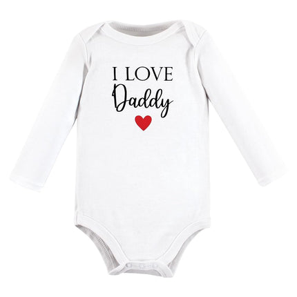 Pañaleros de algodón de manga larga unisex Hudson Baby, para niña, papá, rojo, negro, paquete de 3, de 12 a 18 meses