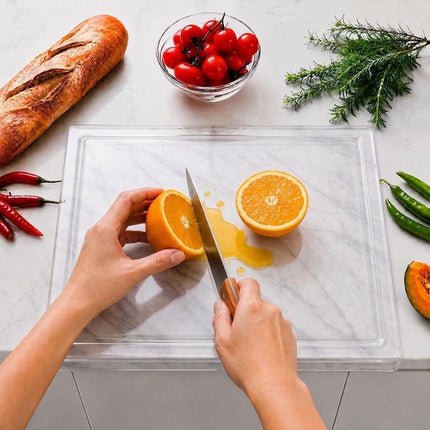 Acrylic Cutting Board with Juice Groove, Non Slip Clear Cutting Board with Counter Lip, 17.5x13.5 Inch Cutting Boards for Kitchen Countertop, Dough Mat, Kitchen Gadgets 2024, Gifts for Women