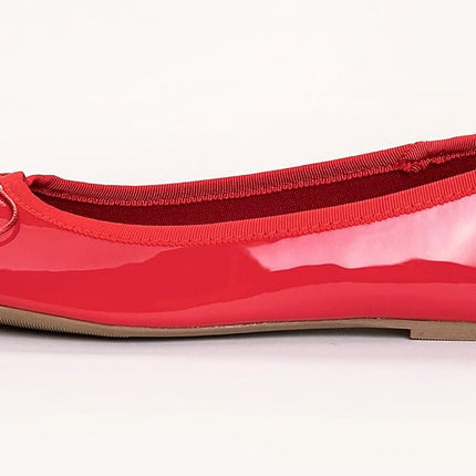 Feversole Women's Macaroon Colorful Memory Foam Cushion Ballet Flat Pumps Patent Red UK Size 4