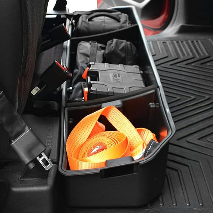 Rangement sous siège oEdRo pour Ford F150 (2015-2025) SuperCrew/Crew Cab et F-250/350/450/550 (2017-2024) Super Duty, boîte de rangement et organisateur d'outils améliorés sous le siège arrière du F-150
