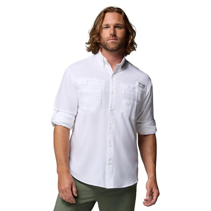 Columbia Men's Tamiami II Long Sleeve Shirt, White, Large Tall