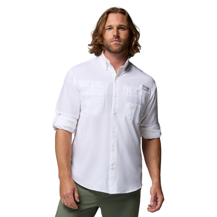 Columbia Men’s Pfg Tamiami II Long Sleeve Shirt, White, Medium